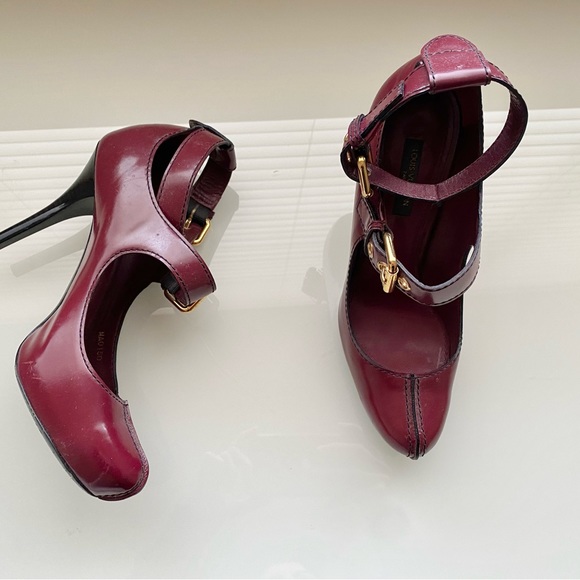 Louis Vuitton Burgundy Ankle Straps  Gold Buckles Heels SZ 6/36 - Picture 2 of 13
